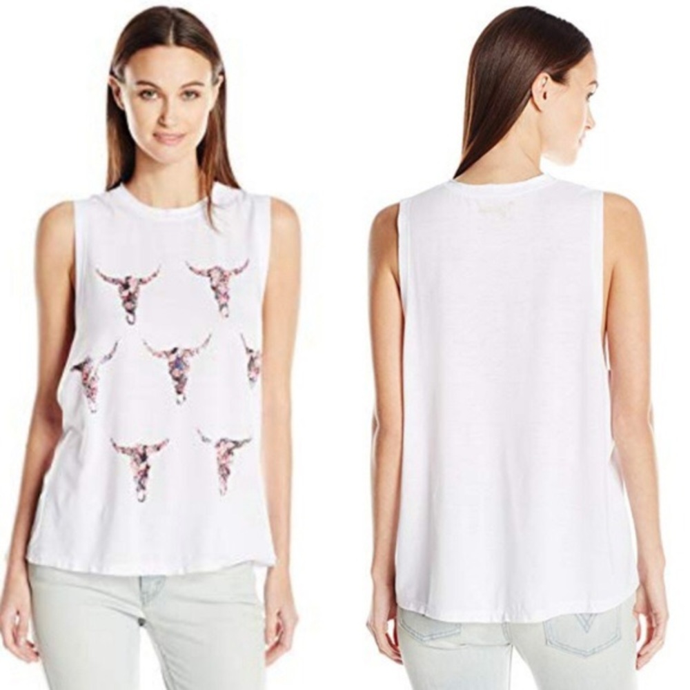 MUMU MELLOW MUSCLE TEE WITH BULLHORN DETAIL